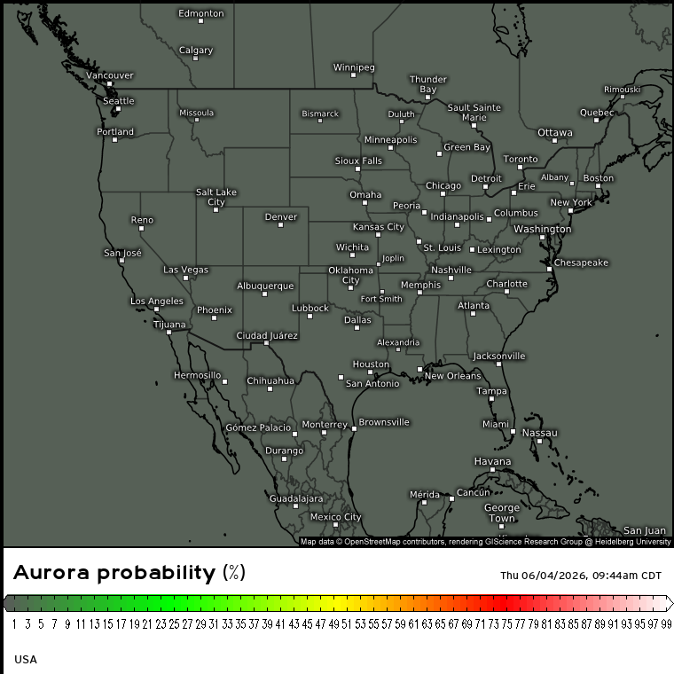 WeatherdotUS's tweet photo. If you happen to have a clear sky tonight, be on the lookout for auroras. You can follow the latest OVATION model runs at

https://t.co/qQUPwmtzQy

If the values at high latitudes get very high, auroras could be at least photographed even outside the highlighted area.

TT https://t.co/JI3p1ttMfB
