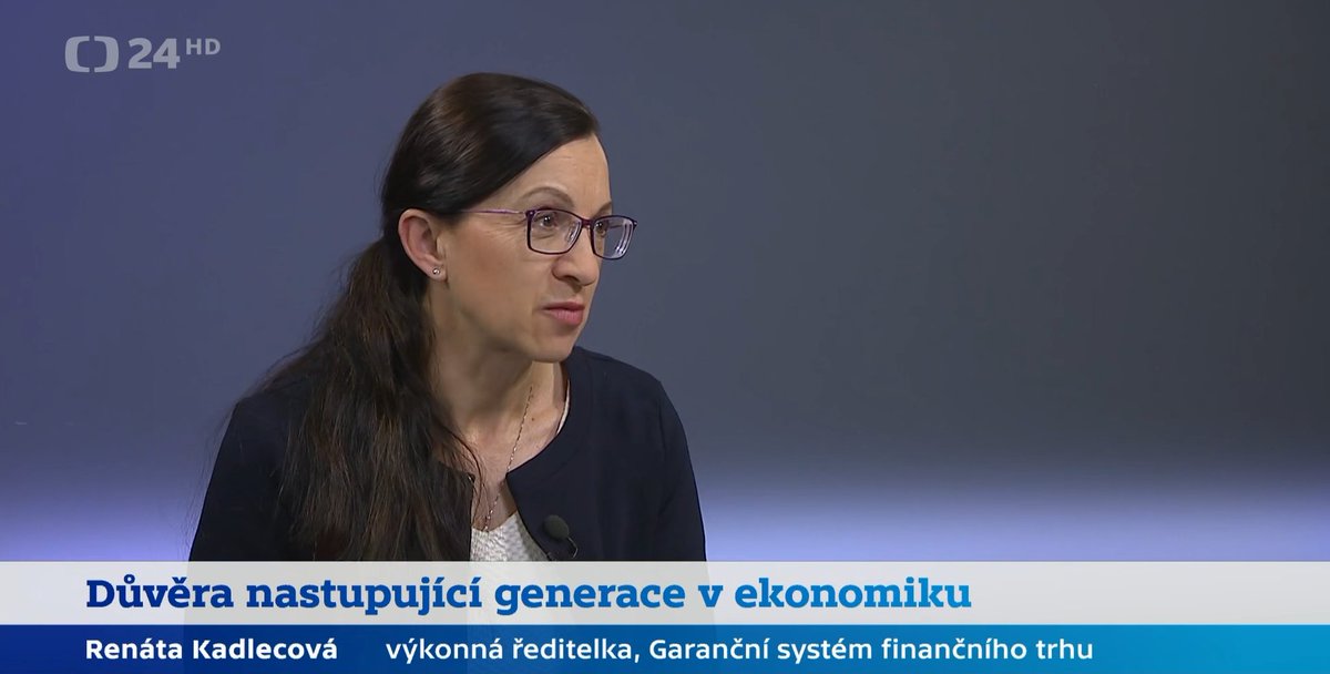 gsftcz's tweet photo. Minulý týden byla výkonná ředitelka Garančního systému Renáta Kadlecová v pořadu Ekonomika ČT24. 

Řeč byla o důvěře mladé generace v bankovní systém či jejich finančních vyhlídkách. Pokud jste vystoupení nestihli, data z průzkumu najdete zde 👉 https://t.co/GPAKtqMFji https://t.co/2QZ60VQpS2