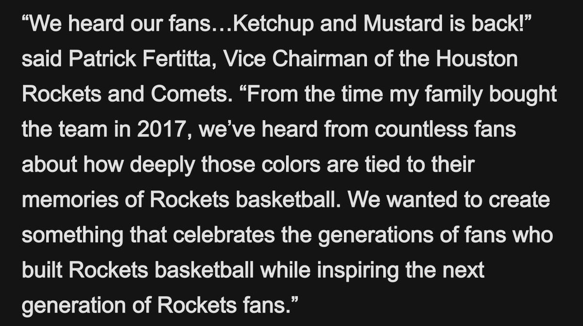 BinkleyHoops's tweet photo. Statement from Patrick Fertitta, Vice Chairman of the Houston Rockets and Comets. https://t.co/ZG22EpnXuZ