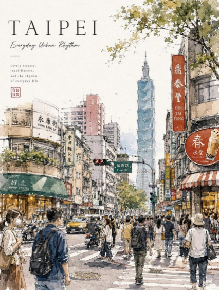 Taipei Watercolor Travel Poster
