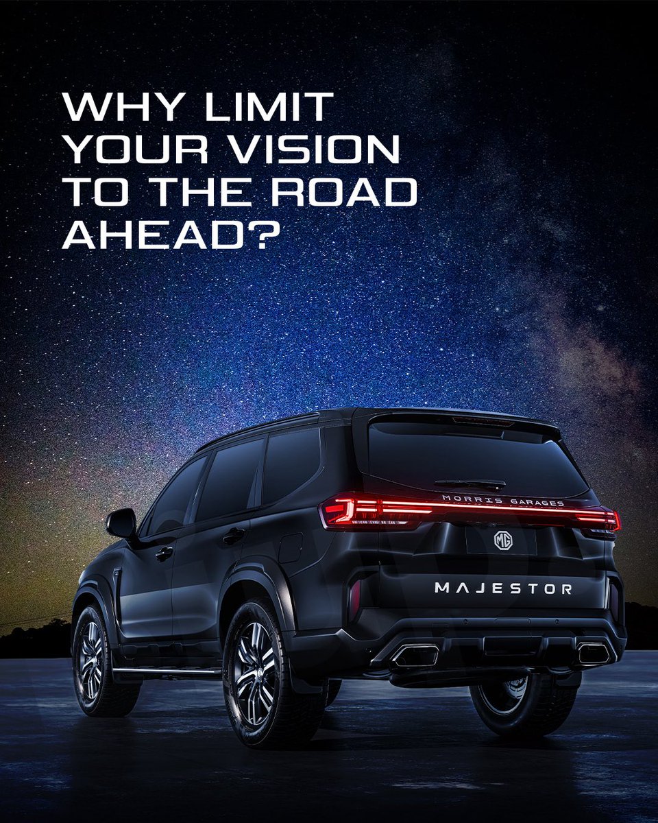 MGMotorIn's tweet photo. A wider view changes the way every journey feels. With the Galaxy View Roof, the MG Majestor opens up to more light, more perspective, and a sense of luxury that feels limitless.
#MGMajestor #NeverGoUnnoticed #LuxuryLounge #MGMotorIndia https://t.co/vgEDbdlbS7