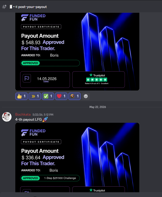 FundedFun's tweet photo. Traders who started to trust us are now getting paid.

No hype. We are real. 

Check here 👉https://t.co/5DcsCNk4XZ https://t.co/SpOmxw40eO