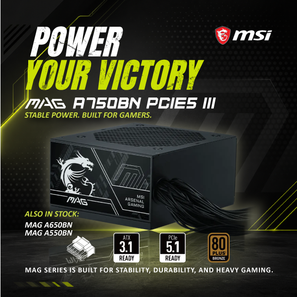 MICMiamiLLC's tweet photo. Power Your Next Build With Confidence. The MSI MAG A750BN PCIE5 III delivers reliable 750W power for next-generation gaming and workstation builds with ATX 3.1 compliance and PCIe 5.1 support for modern GPUs. Request a quote at @MICMiamiLLC: https://t.co/GJV3FpTiqL https://t.co/NcEnGXRVS9