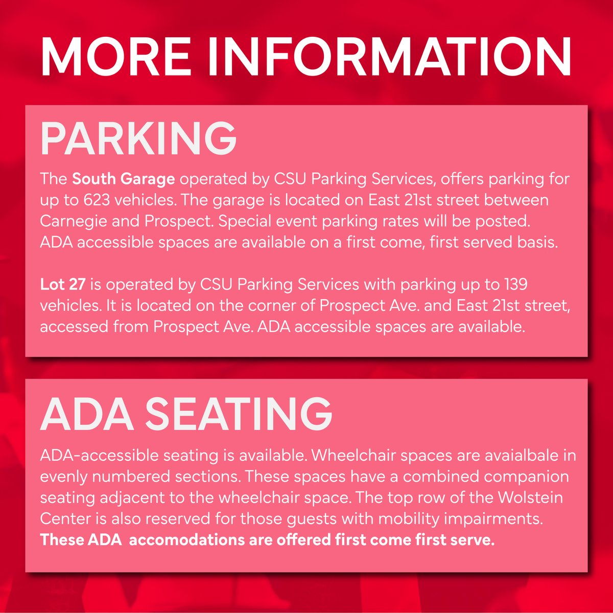 wolsteincenter's tweet photo. Attention Shaker Heights Graduates and Guests! See the information above for everything you need to know when coming to the Wolstein Center tonight. Visit https://t.co/McLKhYb26A for more information on our bag policy and prohibited items. Congrats Graduates ❤️ https://t.co/4dKOGfuRPq