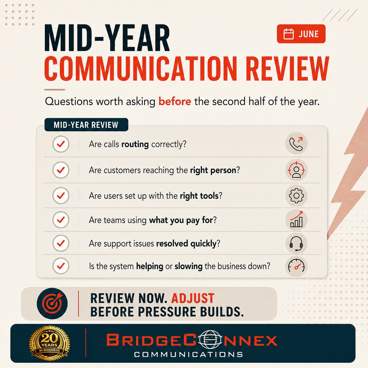 bridgeconnex's tweet photo. Performance is more than uptime.
At BridgeConnex, we recommend a mid-year review of routing, users, support, and visibility before the second half picks up.
#BridgeConnex #BCNX #Telecom #UCaaS https://t.co/BQ9kq8NRhi
