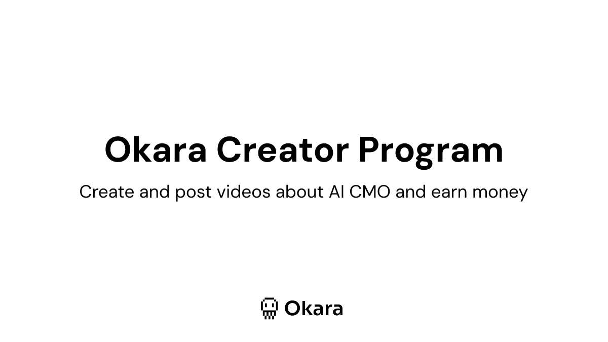 askOkara's tweet photo. Introducing the Okara Creator Program

You can now get paid for creating content about Okara AI CMO

What you get:
- $10 per 1,000 views
- Earn up to $3,000/post
- 20% commission on every sale
- Direct access to our team

How it adds up:
- 50k views on a video → $500
- 100k views on a video → $1,000
- 200k views on a video → $2,000

Apply via the link in the comments