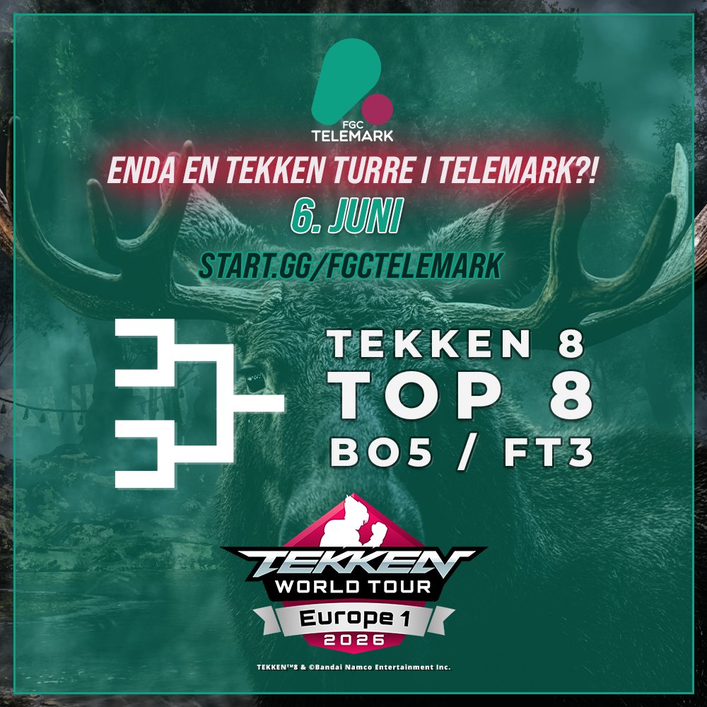 FgcTelemark's tweet photo. Heisan, stund siden sist vi har vert aktiv her 👀.

📰 Vi kjører TEKKEN 3 og 8 turnering  denne helgen! Vi er på 20+ deltagere og det blir premier til top 3.

Vi har også sendt in søknad for å registrere oss inn i TWT 2026 Dojo.

Det gjør at T8 kjører FT 3 Top 8 

Mer info 🗨️⬇️ https://t.co/QUPOx65xNg