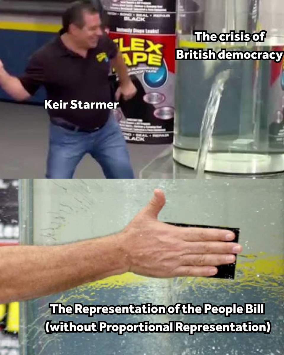 MakeVotesMatter's tweet photo. Trying to fix UK democracy without scrapping First Past the Post is like trying to put out a wildfire with a water pistol. 

111 MPs have already signed an amendment to the Representation of the People Bill, calling for an urgent review of the voting system. 

Check if your MP has signed yet, and if not, use our tool to contact them today.

👉 Amendment (with names): https://t.co/yZLg6E7Evj

👉 Our tool: https://t.co/0irgj1aSlE