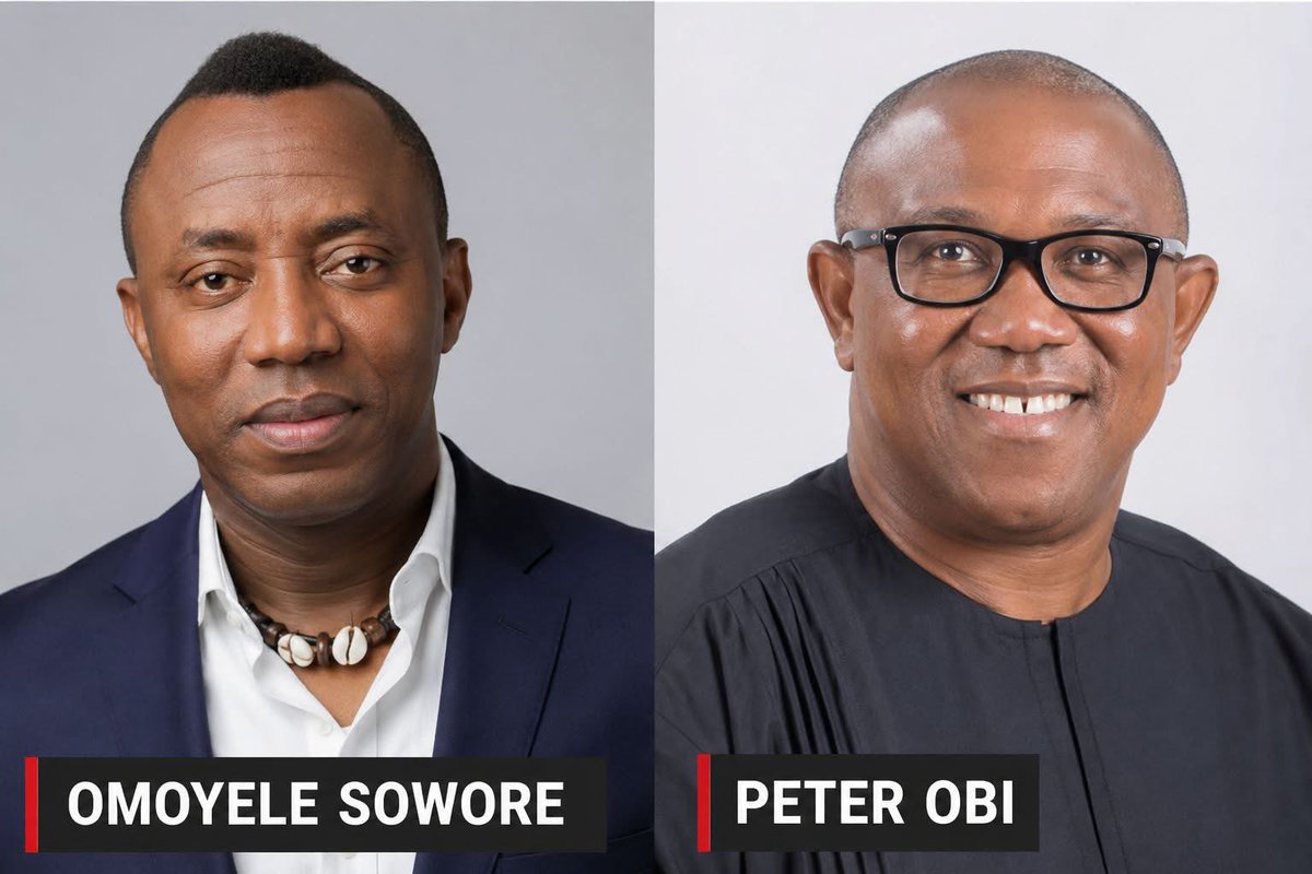UFOSGLOBAL's tweet photo. PETER OBI SAYS NIGERIA NEEDS A LEADER WHO CAN CREATE WEALTH, NOT SHARE IT.

OMOYELE SOWORE SAYS NIGERIA'S PROBLEM IS NOT THE ABSENCE OF WEALTH—IT IS THE CAPTURE OF WEALTH BY A CORRUPT ELITE.

While Peter Obi speaks of wealth creation through business and investment, Sowore insists that Nigeria's vast resources already generate enormous wealth, but ordinary citizens remain trapped in poverty while a privileged few control the nation's riches.

For Sowore, the question is simple: What is the value of creating more wealth when millions cannot afford food, healthcare, education, or decent housing?

One approach promises growth. The other demands justice.

The debate is not whether Nigeria should create wealth. The debate is who benefits from the wealth Nigeria already has.

#RevolutionNow
#TakeItBackMovement
#Sowore
#nigeriansindiaspora