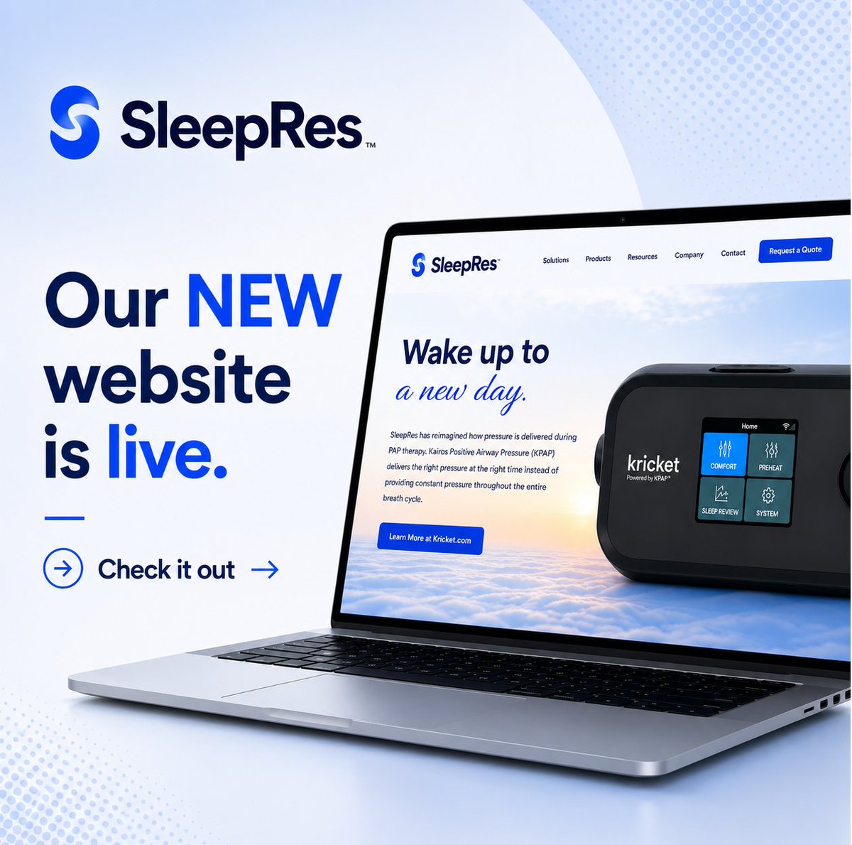 SleepResKares's tweet photo. We've refreshed SleepRes! Check it out https://t.co/X9mGR2YN5B 

Our new website and updated brand reflect the momentum we're building as we continue advancing innovative solutions for sleep therapy. We're excited for what's next.

#SleepRes #SleepHealth #Innovation #sleepapnea https://t.co/aZmppRaB6E
