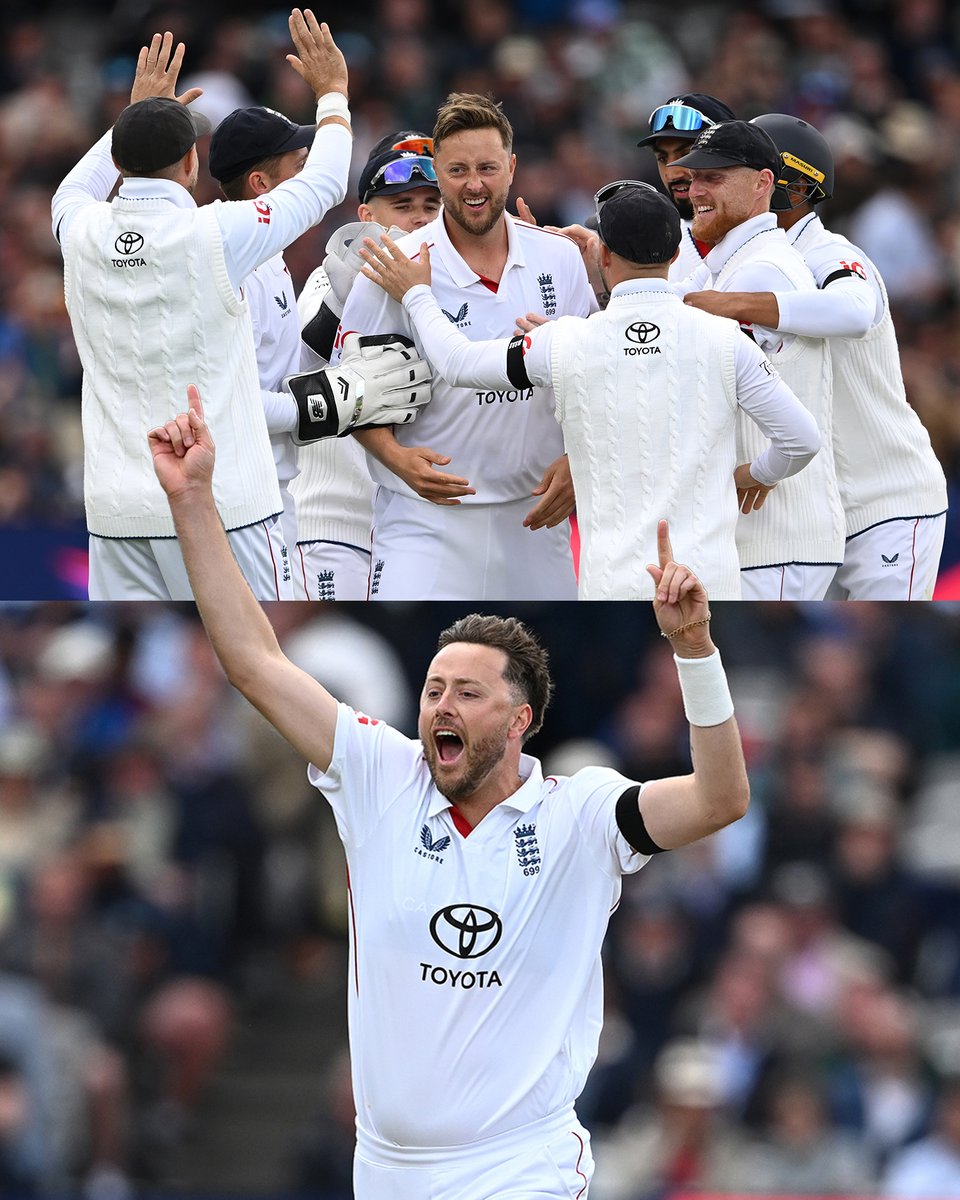 ESPNcricinfo's tweet photo. The dream first over for Ollie Robinson on his Test comeback - a triple-wicket maiden! 🤯
 
Devon Conway lbw for 1, Kane Williamson caught at short leg for 0, Rachin Ravindra lbw for 0! https://t.co/6SAC2p6mS8