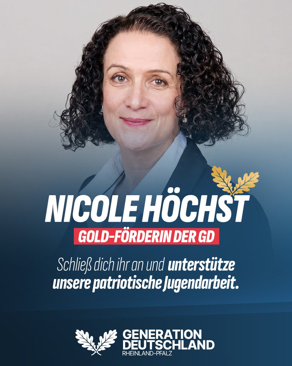 generationd_rlp's tweet photo. Unsere Fördermitglieder der GD RLP 🇩🇪

Heute möchten wir uns bei unseren Fördermitgliedern bedanken, die die Arbeit der Generation Deutschland Rheinland-Pfalz finanziell unterstützen. 🎉

Gold-Förderer (ab 500 € pro Jahr):
🔹️ @CatalinaMonzoon MdL
🔹️ @Nicole_Hoechst MdB https://t.co/9euNST3qBF