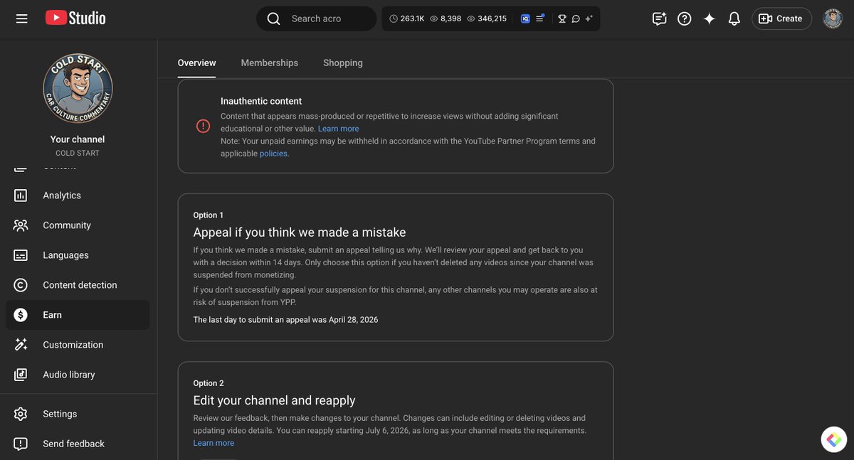 gugsi2002's tweet photo. 53 DAYS stuck in appeal limbo. 🚨 I manually animate for 48K subs on COLD START. Falsely flagged 'inauthentic' by AI, and now ignored. @TeamYouTube @YouTubeLiaison please give me a HUMAN review! Proof of my manual editing below 👇(Status is NOT 'Confirmed Inauthentic') https://t.co/jCZl5nnQcn