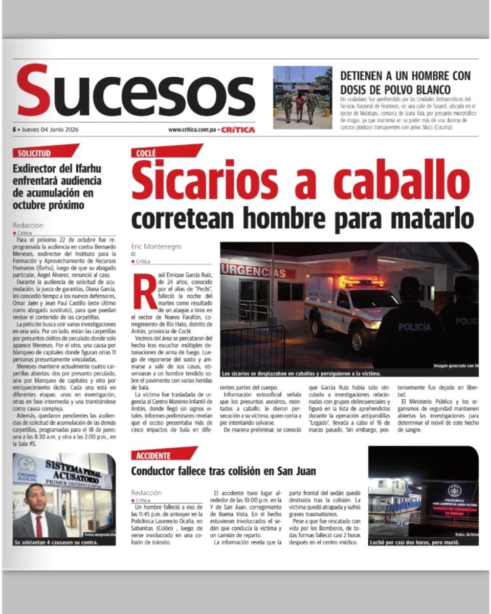colisionyfuga's tweet photo. 🇵🇦🗞️ ¡Buenos días, Panamá! Estas son las portadas de hoy 4 de Junio del 2026. Comparte con tu familia y amigos para que nadie se quede sin saber qué está pasando. ¡Síguenos y activa las notificaciones! 🔔.
•
•
•
🌎🇵🇦 Siempre al tanto de lo que pasa en Panamá y el mundo. https://t.co/Oc8Ju0NWCY