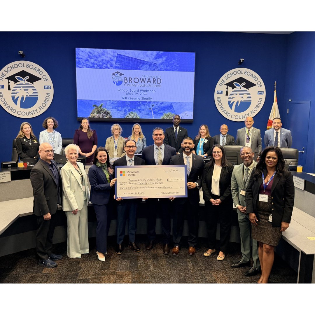 BrowardEdFound's tweet photo. BEF, in partnership with @BrowardSchools, has established a partnership with @Microsoft valued at over $11 million. This investment will expand AI-powered learning, accelerate innovation, and celebrate educational excellence across one of the nation’s largest school districts. https://t.co/6612J0zTlC