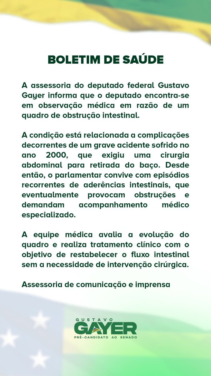 GayerGus's tweet photo. Boletim de saúde Gustavo Gayer https://t.co/D7djYuIIn1