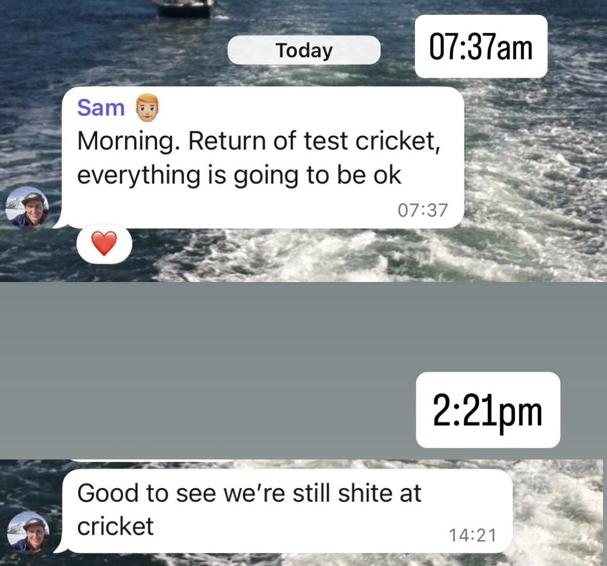 GeorgieHeath27's tweet photo. Family chat morning vs afternoon 

#engvsnz https://t.co/cIxzO9lQoj
