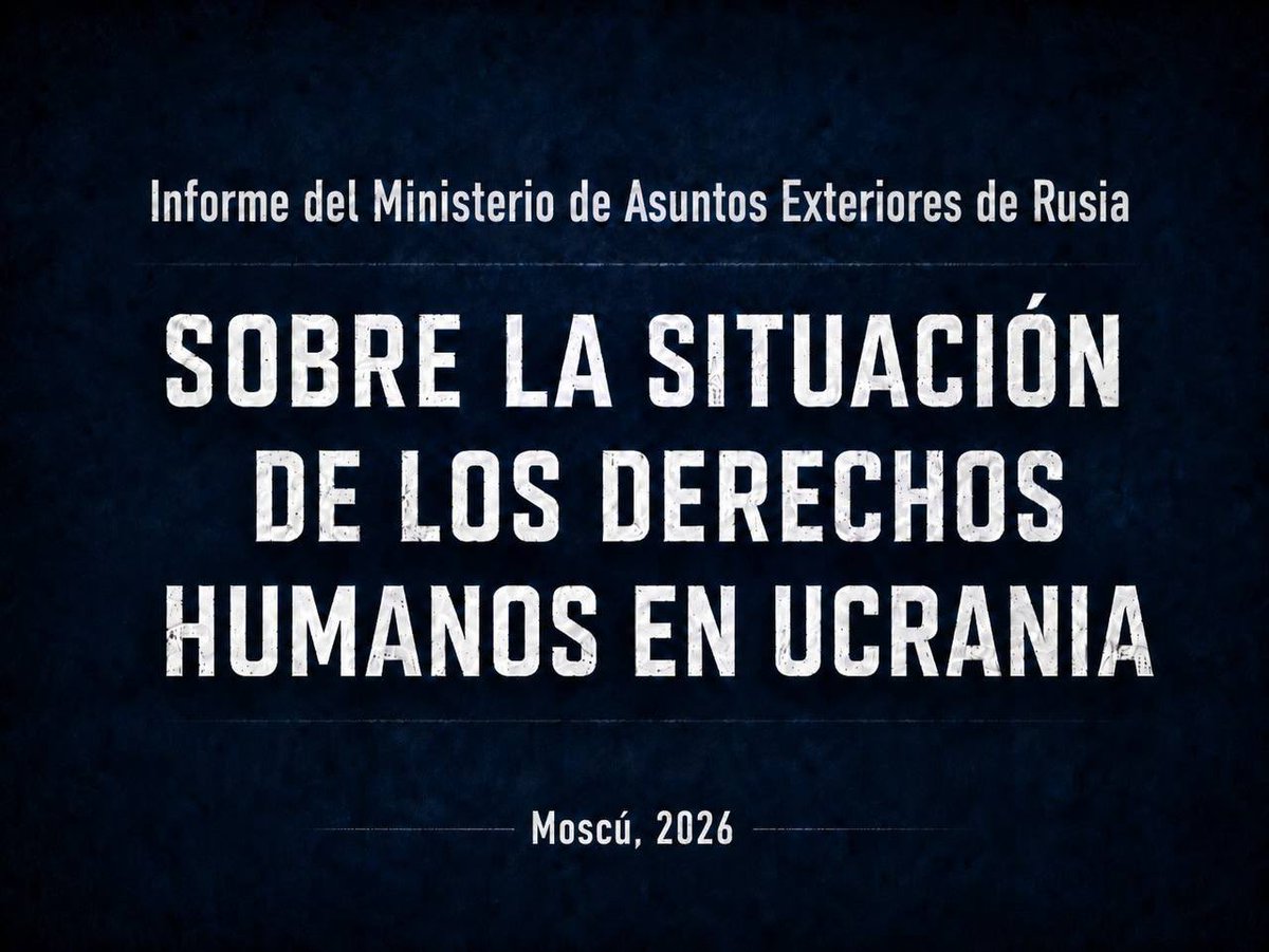 EmbRusChile's tweet photo. ▪️Hoy la situación de los derechos humanos en Ucrania se ha agravado considerablemente. Una de las principales causas de este deterioro es la presencia en el poder en Kiev de un régimen abiertamente neonazi, que adopta de forma cada vez más evidente las políticas y métodos de su referente ideológico: la Alemania nazi. Esta línea viene acompañada de numerosas violaciones sistemáticas de los derechos fundamentales en distintas esferas de la vida pública

▪️Sin embargo, el régimen de Kiev no muestra preocupación alguna ante esta situación. Por el contrario, tras recibir nuevas garantías de financiación y suministro de armas por parte de Occidente, continúa aprovechando la corrupción generalizada en el país para que sus funcionarios sigan enriqueciéndose al prolongar las acciones bélicas

▪️Teniendo en cuenta estos hechos, los invitamos a leer el informe (en inglés) del Ministerio de Asuntos Exteriores de Rusia,  que llama la atención de la comunidad internacional sobre la grave situación de los derechos humanos en Ucrania

https://t.co/Jn6gx7Pw5L