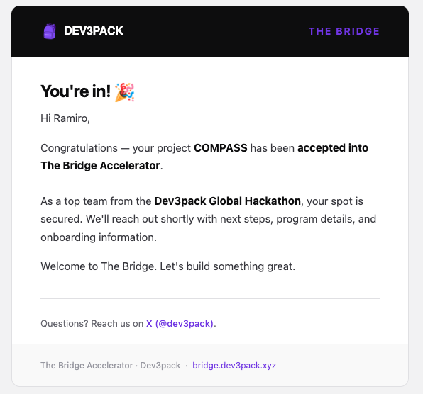compass_solana's tweet photo. This month, we are starting The Bridge Accelerator program by @dev3pack 
Very excited for what is to come!

@dev3pack_ARG @dev3pack_latam https://t.co/mG6RjNYCGC