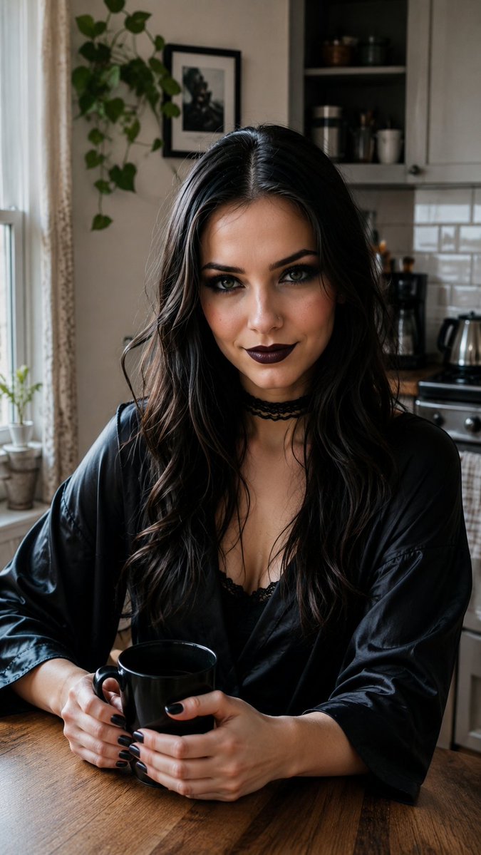 _AriaCross_'s tweet photo. Coffee first. Then trouble. ☕🖤
#fyp #gothstyle #goth #coffeetime #altgirl https://t.co/RWUUTl3Ml2