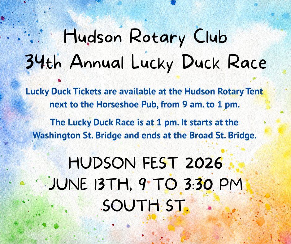 AsVaCC's tweet photo. Don't miss the @HudsonMARotary Duck Race on 6/13. https://t.co/cp9G8XbMJ1