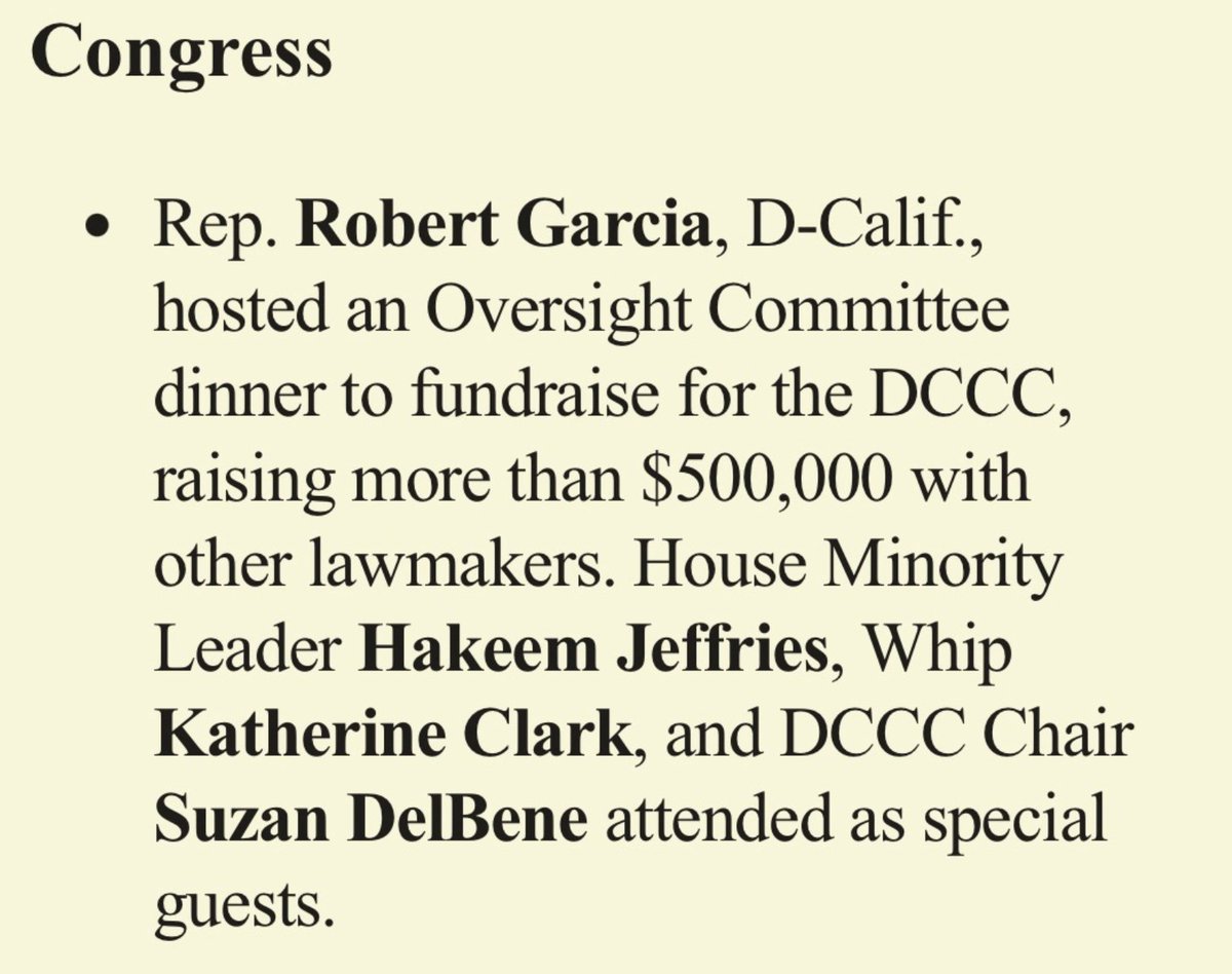 chipiaje_sara's tweet photo. NEW in @semafor this AM: Oversight Ranker @RobertGarcia and Dem members worked to raise $500,000 last night for the DCCC and to win back the majority. 

It’s first time Oversight has hosted a DCCC event. https://t.co/g59nzj5fSs