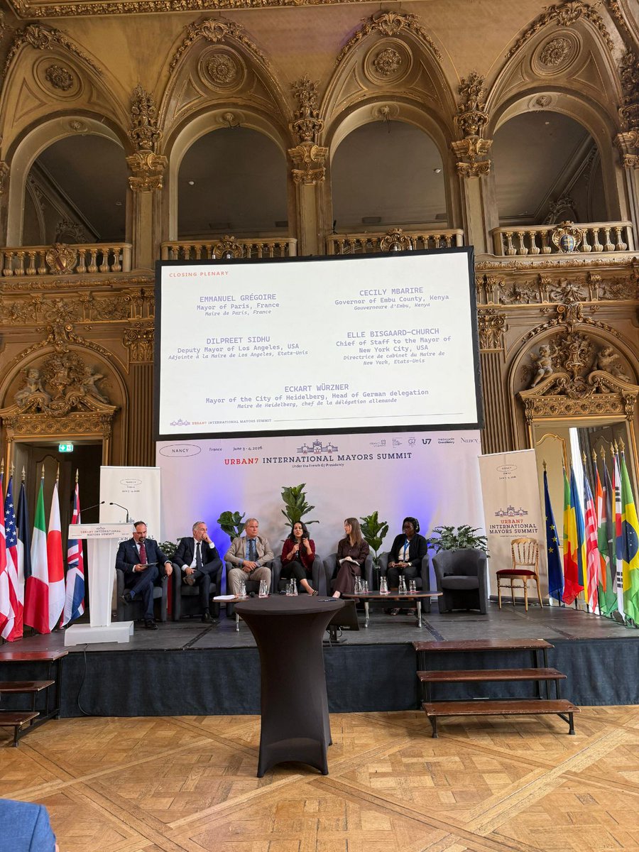 uclg_org's tweet photo. 🌐#Listen2Cities

📍 #U7Summit closing in Nancy

@nycgov &amp; @LACity, co-chairs of #Urban20 2026, join Paris Mayor @egregoire, Mayor Eckart Würzner of Heidelberg &amp; Governor @CecilyMbarire to strengthen Local Multilateralism.

Delivering global agendas through political leadership https://t.co/zvklx0p7W8