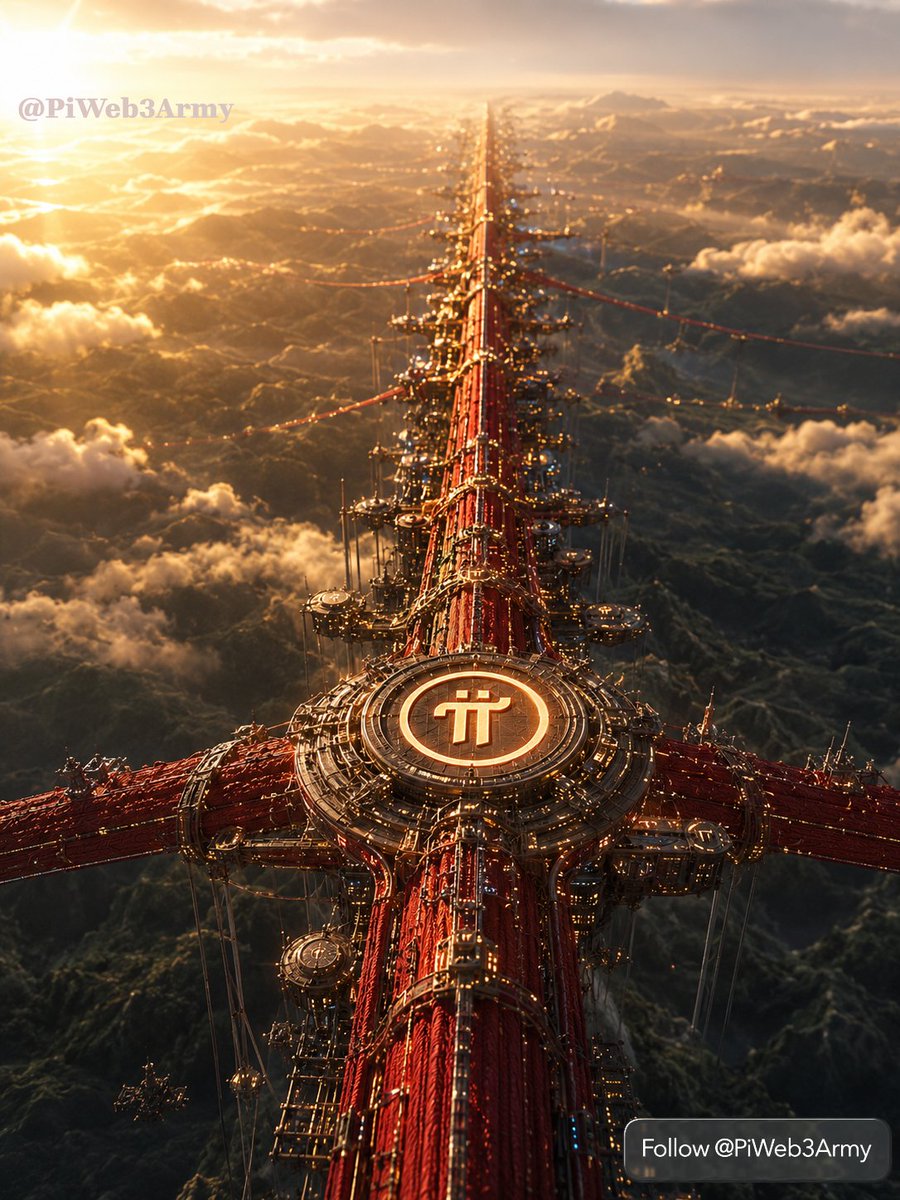 PiWeb3Army's tweet photo. "The Bridge Was Never About the Two Sides. It Was About What Moves Between Them."

Above the clouds. No ground visible in either direction. A structure that extends past every horizon carrying the Pi symbol at its central node — the point where all tension cables converge, where the weight of everything suspended is distributed, where the bridge does what bridges have always done. Not connect places. Connect people who had no way to reach each other before the structure existed.

This is what peer-to-peer commerce looks like at architectural scale. Web2 built toll booths into every financial transaction — intermediaries who extracted value from the movement of value, institutions who decided which participants qualified for access and at what cost. Pi Network's Mainnet is processing peer-to-peer transactions directly between verified humans with no gatekeeper collecting the crossing fee. Protocol 23 active on Mainnet. Maximum 1000 transactions per block. The v23 upgrade refactored peer-to-peer networking to reduce centralized reliance at the infrastructure layer itself — the bridge was not just extended, its load-bearing architecture was fundamentally rebuilt. OKX confirmed Pi available to millions of US users. Second migrations live with referral bonuses settling on-chain for the first time. The two sides of this bridge are not geographic. They are the before and after of what financial access means for a verified human with a phone and no bank.

Every cable holds a specific tension. Every Pioneer on Mainnet is a load-bearing element. The bridge does not ask permission to connect what it connects. It simply holds.