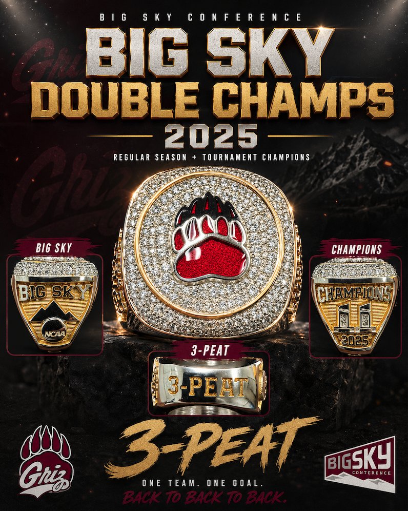 MontanaGrizSOC's tweet photo. “They once asked Tom Brady what his favorite ring was.
His answer?
The next one.”

That’s the mindset.

Big Sky Double Champs.
2025.
3-Peat.

We’re proud of this ring…
but we’re not done yet.
#doubtusifudare https://t.co/MGM77Xr1La