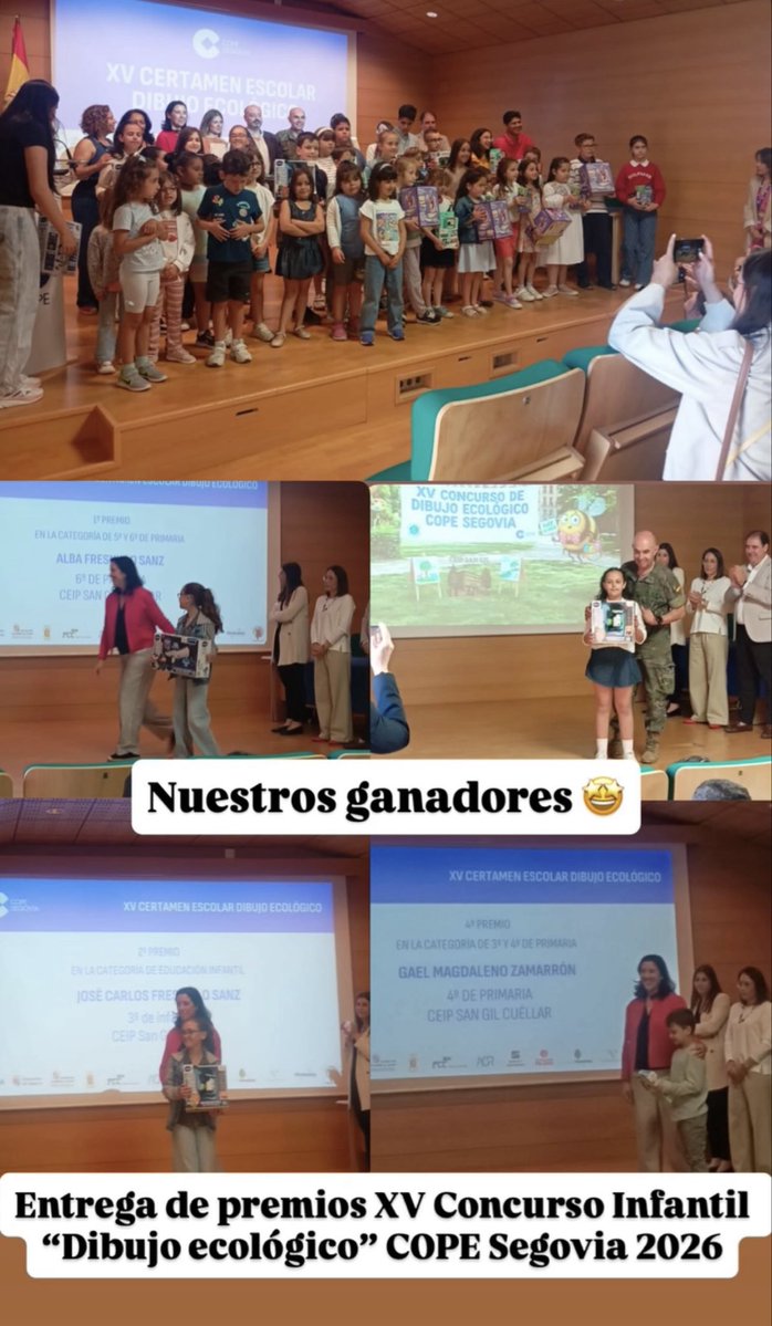 ceipsangil's tweet photo. VX Concurso Infantil “dibujo ecológico” de la COPE Segovia. Entrega de premios. Muy ORGULLOSOS de nuestros ganadores 🫶 https://t.co/PWge97riO8