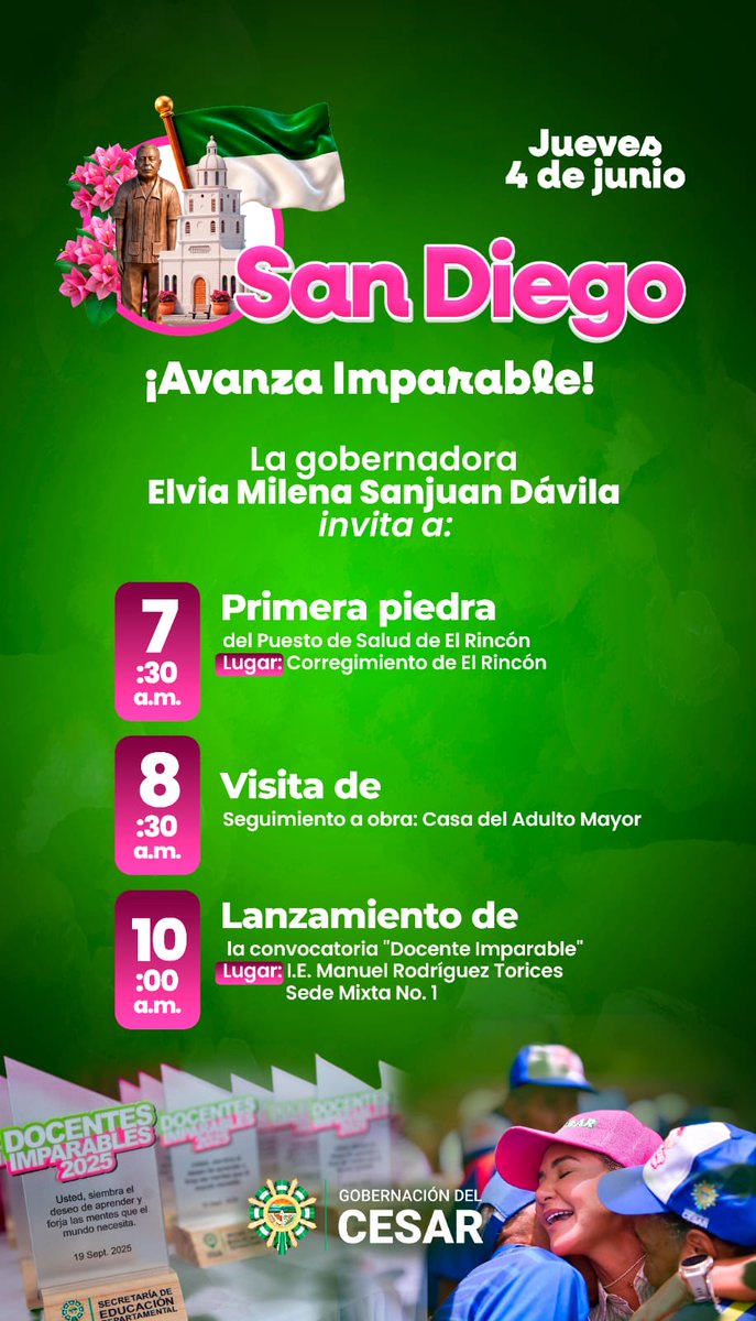 TelerevistaHoy's tweet photo. San Diego recibe 3 proyectos claves inversión social y infraestructura. Salud: obras del centro de salud  El Rincón. Adulto Mayor: Supervisión técnica nueva casa de atención. Educación: Lanzamiento oficial del programa Docente Imparable, 2da edición. @elviamilenasd @GobdelCesar https://t.co/MKxasfzLoK