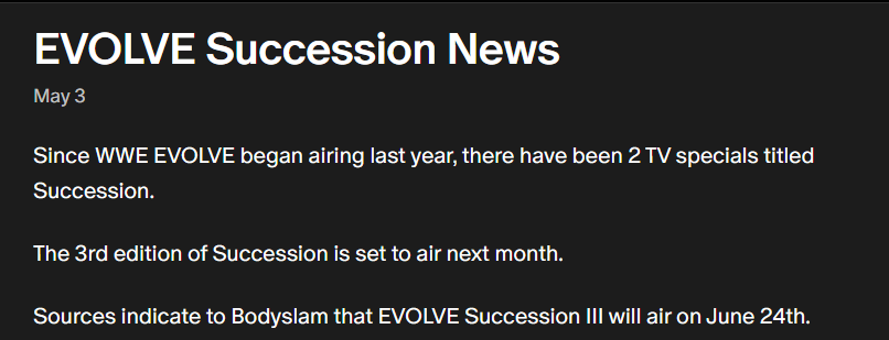 Cory_Hays407's tweet photo. Evolve Succession III is officially set for June 24th https://t.co/FInuJ4KbMV