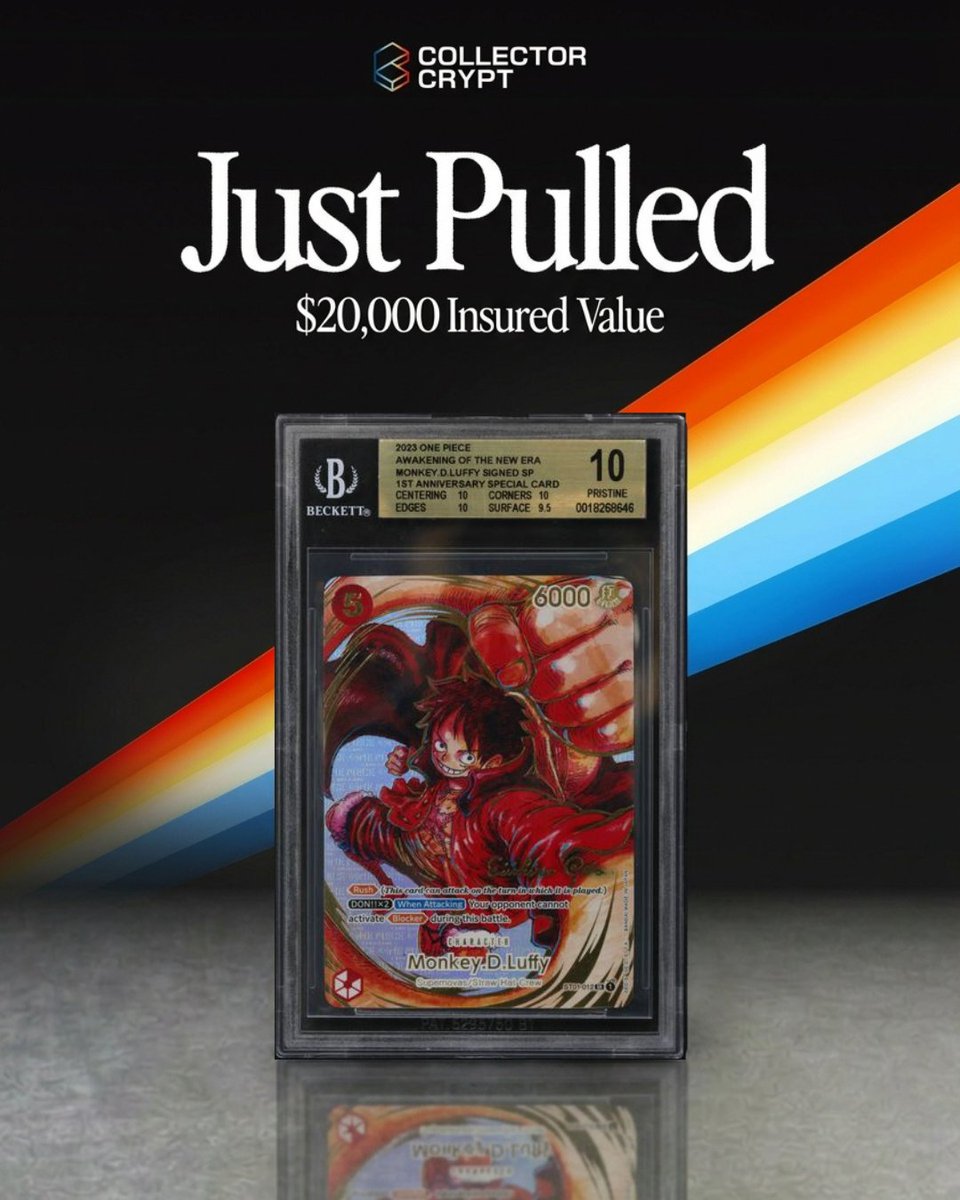 Collector_Crypt's tweet photo. A collector just pulled the legendary Oda Signature Luffy from our One Piece Gacha Machine.

Widely considered one of the most iconic cards in the entire One Piece TCG.

Congrats to the winner 🏴‍☠️ https://t.co/zWNVT4Q5bO