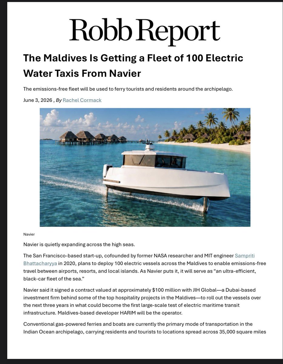 navierboat's tweet photo. “The Maldives has always been at the frontier of luxury tourism, but as an island nation on the front lines of climate change, we also have an opportunity to help define what the future of waterborne transportation looks like” -Mohamed Ali Janah, Chairman of JIH Global Investment.