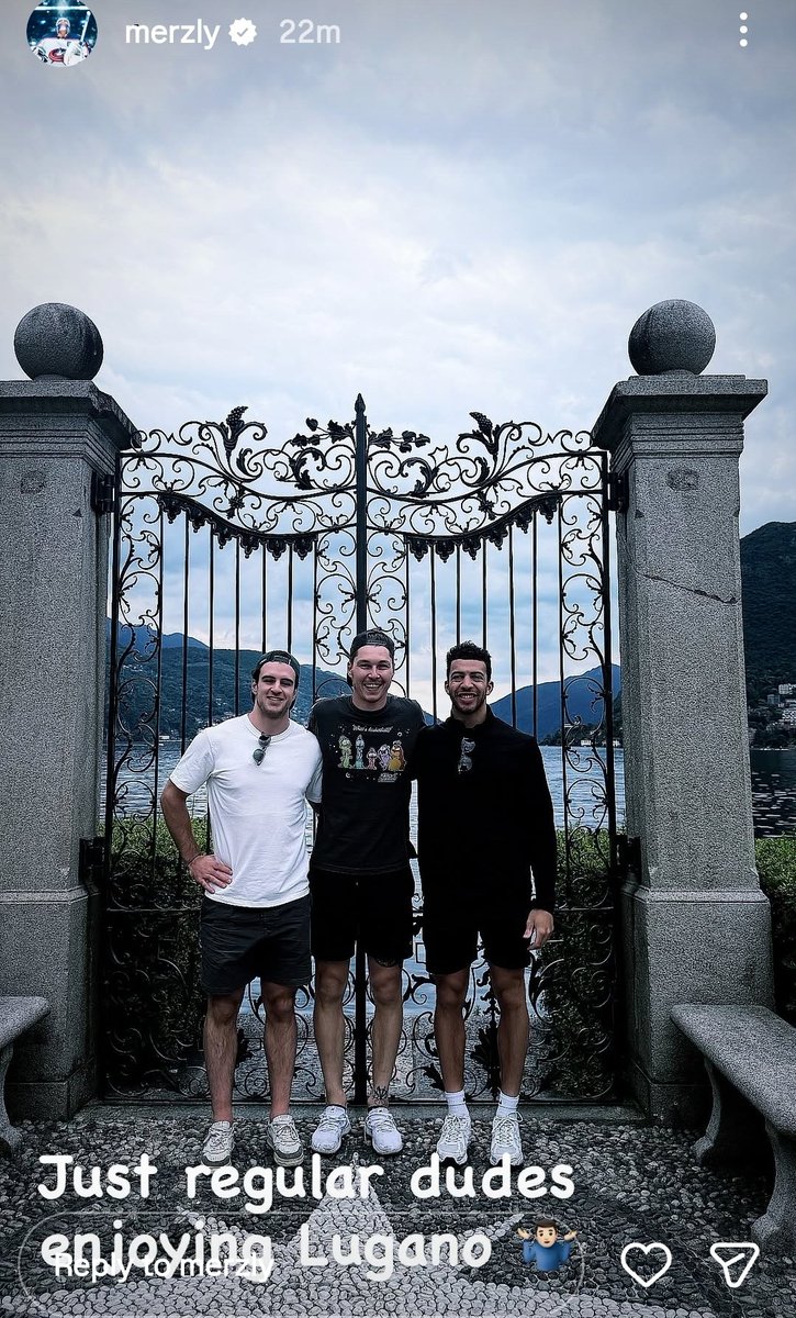 F1RETHECANNON's tweet photo. This per Elvis Metzlikins IG. Absolutely love that these two are hanging out in Europe and having a good time together. #cbj https://t.co/gLDEjvAi8X