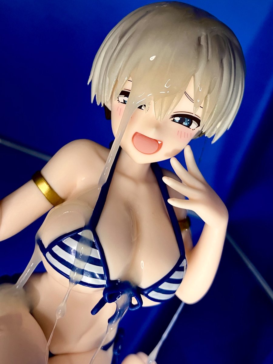 fig_bkk's tweet photo. desktop cute 宇崎花　〜浜辺で水着ver〜　にぶっかけ。

久しぶりのぶっかけ、もっと顔にかかるようにしたかったけど大体流れちゃった。 https://t.co/yiCaU67aDY