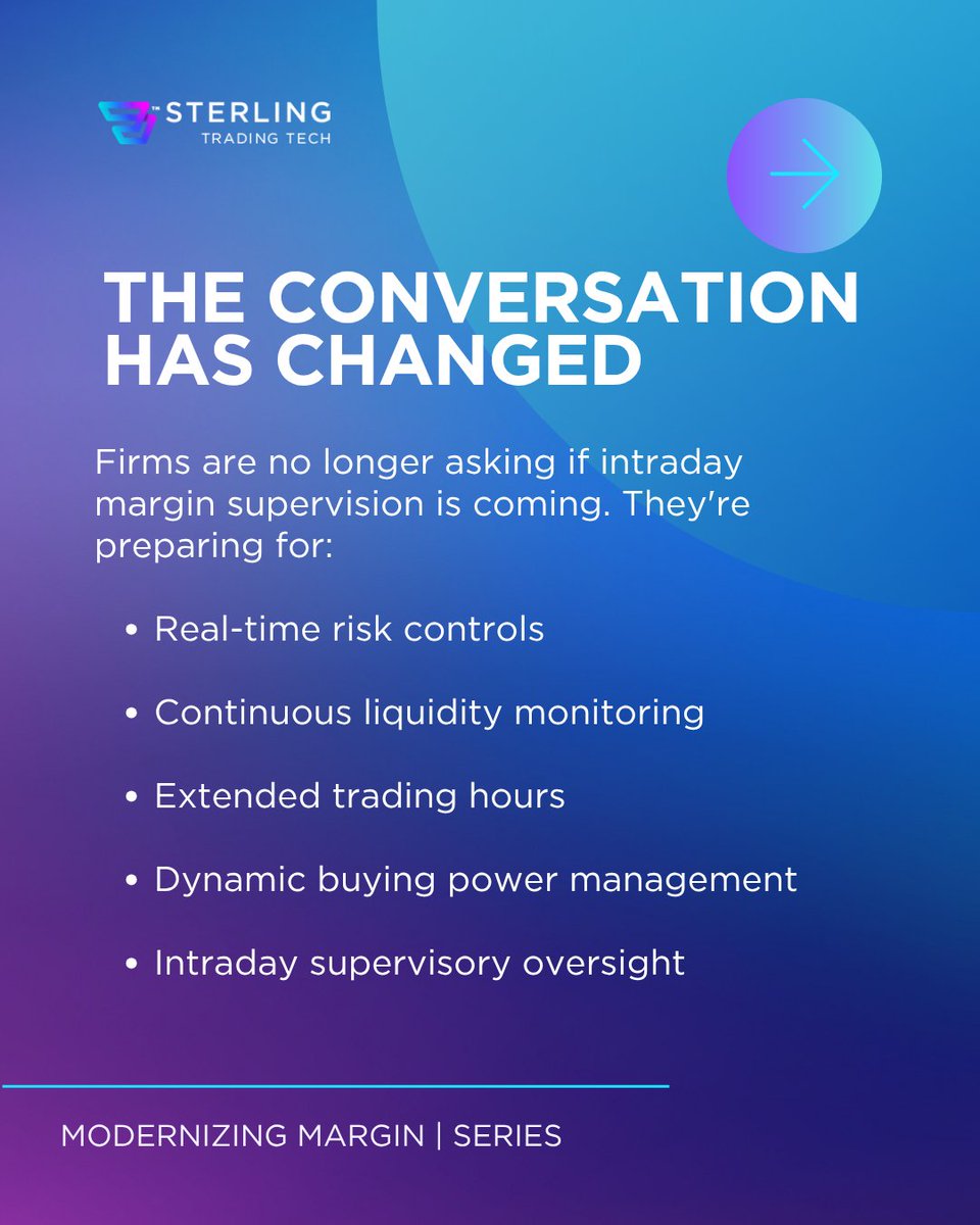 SterlingSTT's tweet photo. FINRAs latest Rule 4210 interpretations reinforce what the industry is already preparing for: a shift toward real-time margin management Read our latest blog to learn how firms are preparing for the transition: https://t.co/5ud9T02lDx
#sterling #fintech https://t.co/y3vTHNDUbm