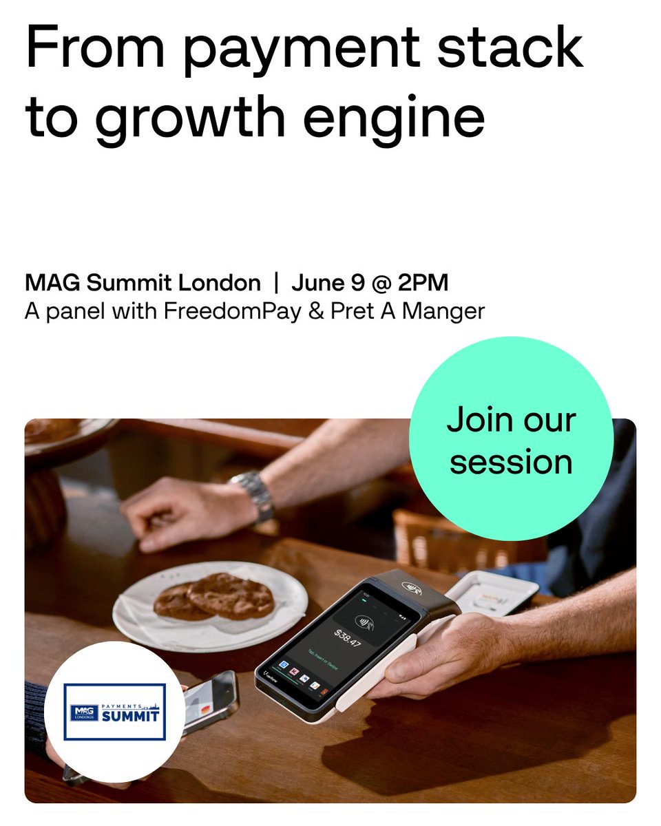 Verifone's tweet photo. Payment resilience is now an exec conversation. We partnered with FreedomPay to find out how merchants are actually responding. Presenting findings at MAG London — session: Payments Under Pressure. Download: https://t.co/C4nWhi6SKZ https://t.co/J32VkpjqGj