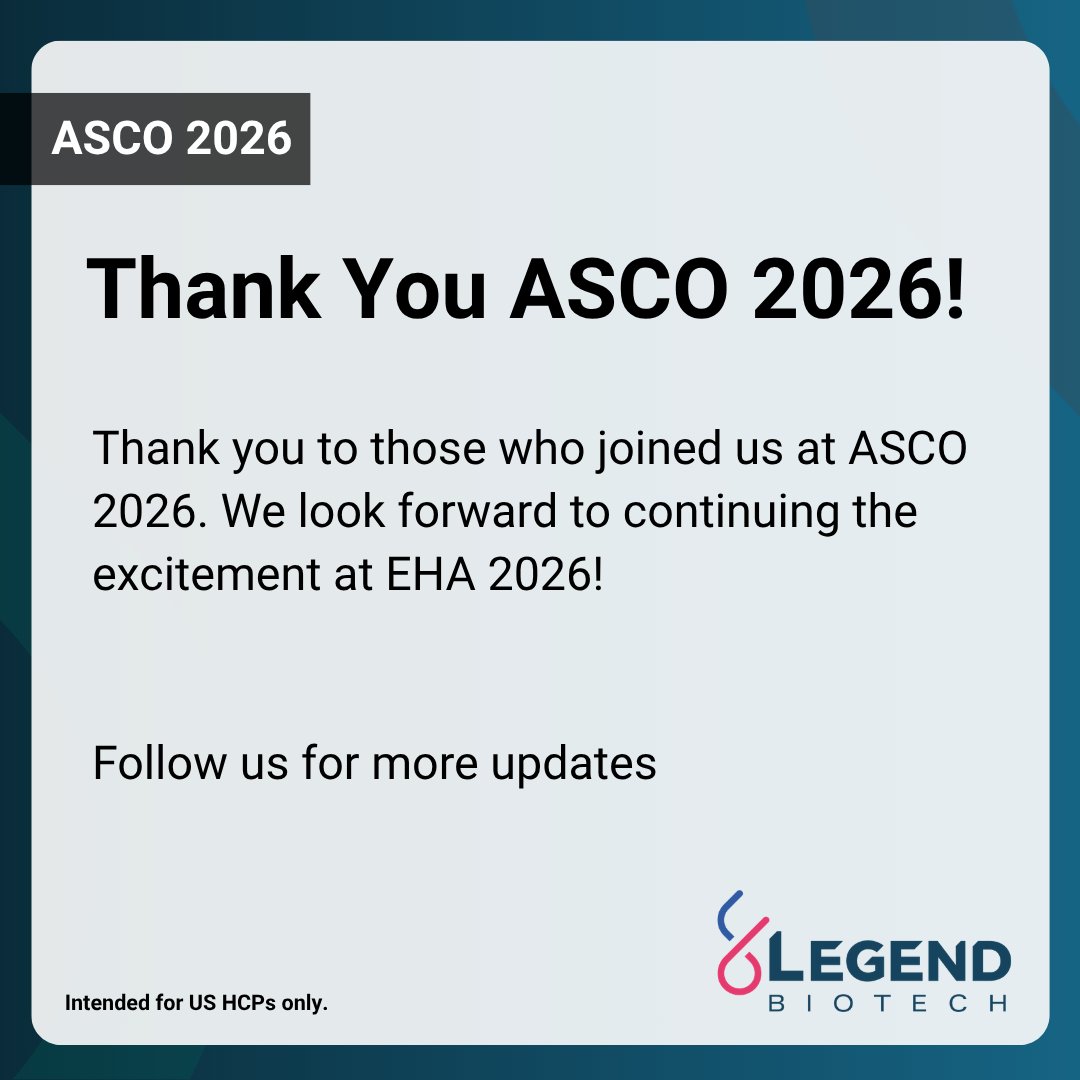 LegendUSMA's tweet photo. Thank you to those who joined us as #ASCO2026. We look forward to sharing more data at #EHA2026. #mmmsm #CART https://t.co/fU4G8Ip3mf
