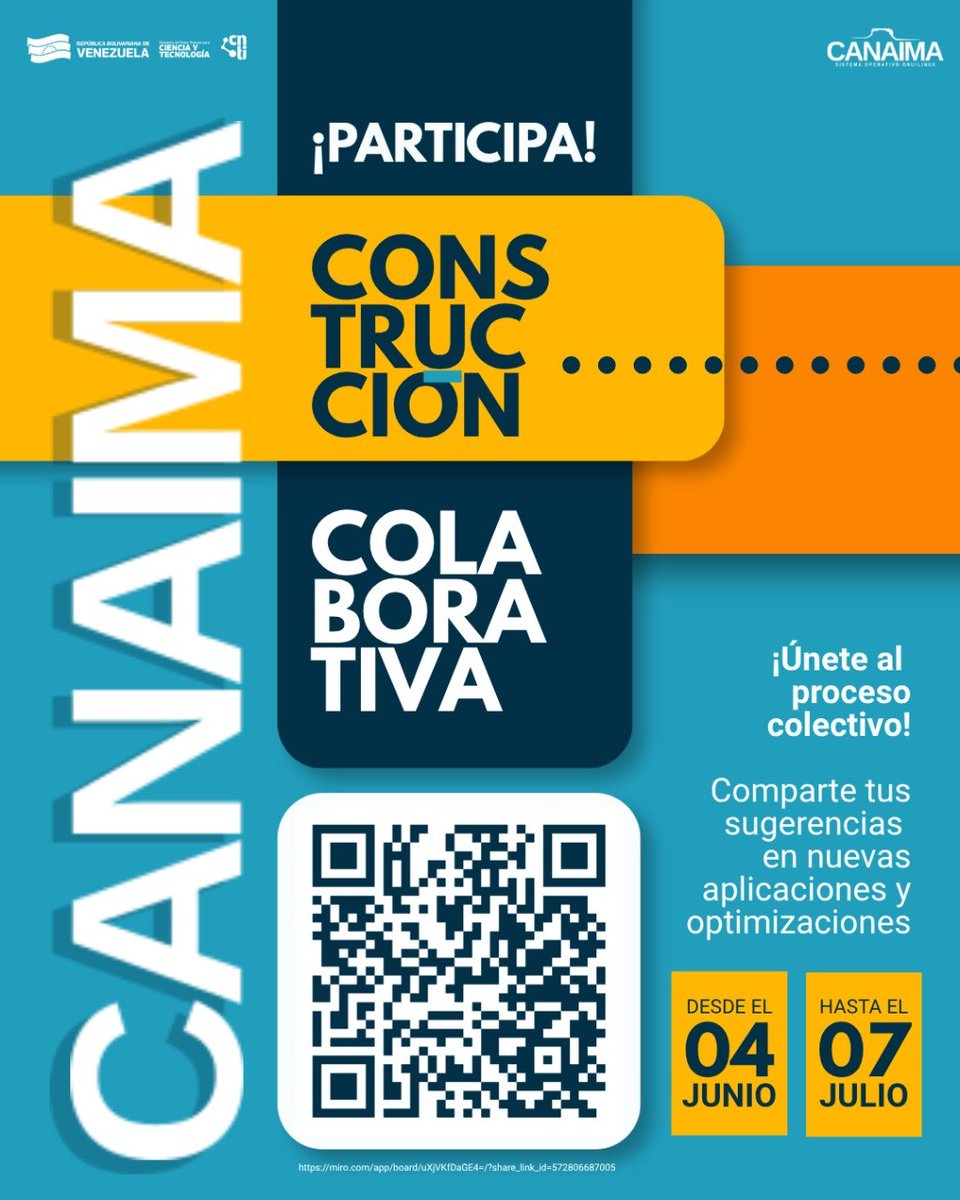 CanaimaGNULinux's tweet photo. Saludos comunidad

Hoy iniciamos una actividad colaborativa y necesitamos de todo su apoyo.

Durante 1 mes tendremos un espacio para la recolección de sugerencias que nos ayuden a la construcción de la próxima versión de Canaima GNU/Linux.

¡Participen!

https://t.co/Ij3uDIdpNP https://t.co/NC97fCPZLz