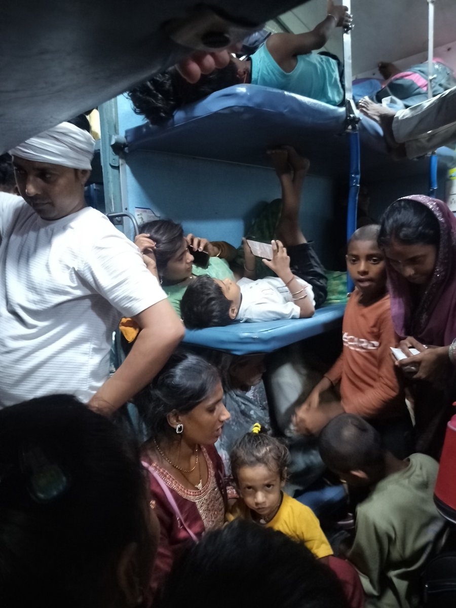vrahmdevtiwari's tweet photo. What a great journey and service provided by @Indianrlyinfo &amp;@AshwiniVaishnaw 

Look at this train number 12792
Unserved people are occupied my seat too in this train.

#greatIndiaBraveRailway
@drmncrald sir please look at this in S5 coach.

PM Sri @narendramodi sir look at this https://t.co/hK7izyVkhv