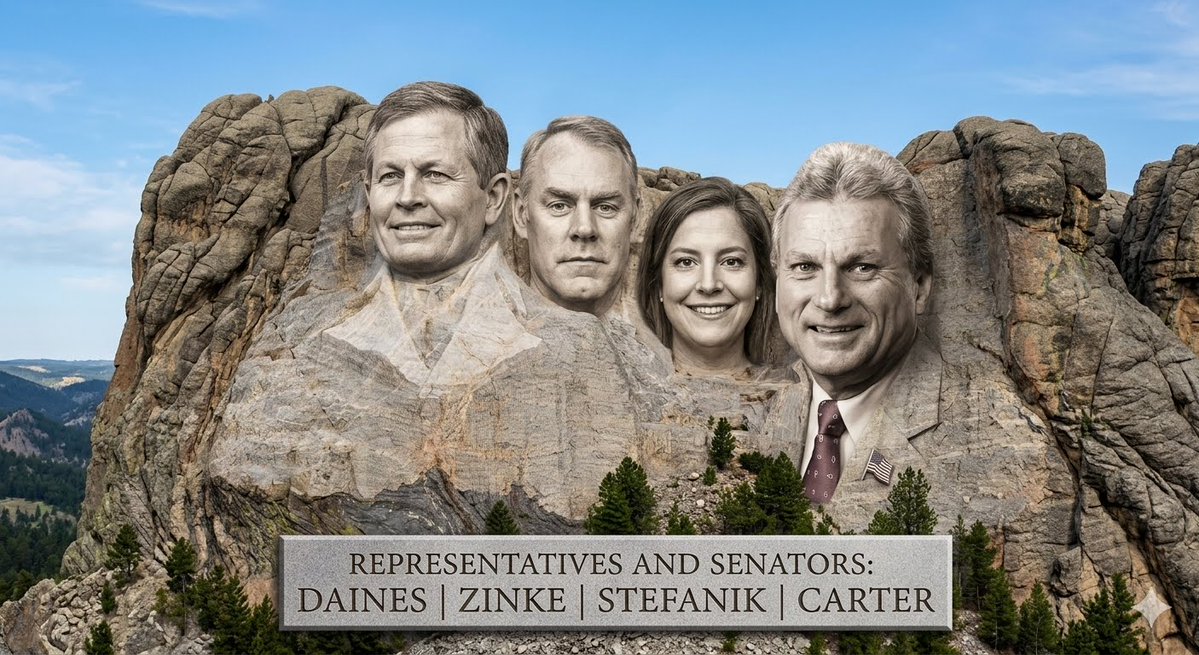 Rob_Sisson's tweet photo. We're thinking ahead to the annual Roosevelt Conservation Caucus reception in November in DC and how best to honor four of its longtime members who are retiring from Congress. @SteveDaines @RepRyanZinke @EliseStefanik @RepBuddyCarter  All four have been instrumental in once-in-a-generation conservation legislation and accomplishments...and they still have some great pieces of legislation on the table!