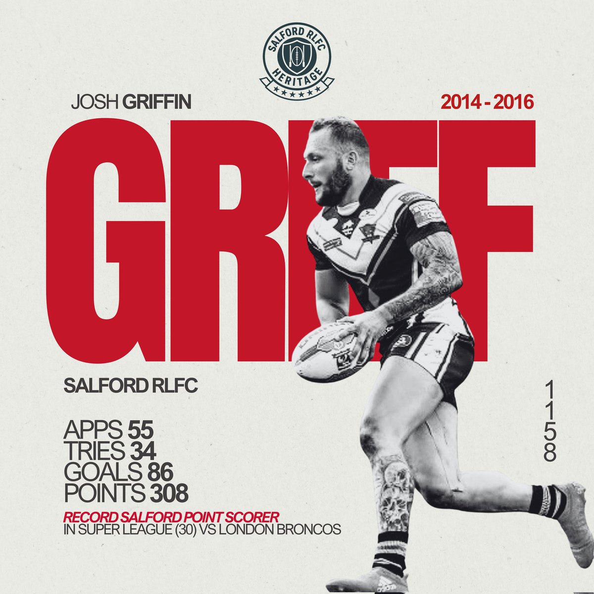 RLHistory1895's tweet photo. A huge congratulations to our Heritage Player N⁰1158  @joshogriffo on a stellar career. We won't ever forget your performance in the Million Pound game. Criminally underrated player, you've given nothing but 💯 for every club you've played for. Best wishes for the future. 👹 https://t.co/68Hiw5rRNL