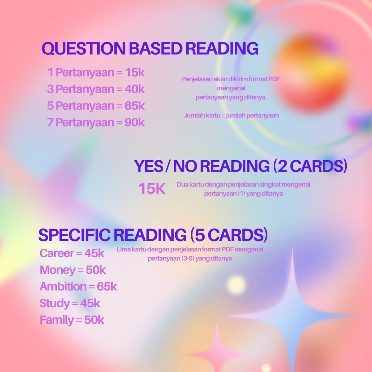 fixchl's tweet photo. Selamat malam kak!! Tarot reading di Sola masih buka yaaa

Semua menu kecuali interaktif avail (*´꒳`*)

Buat kakak-kakak yang mau tarot reading karena hati merasa bimbang, mau kepoin si crush, atau interpretasi mimpi tadi siang, ayo baca di sola (*ゝωб*)b

#zonauang #zonajajan https://t.co/ZclCZnt57m