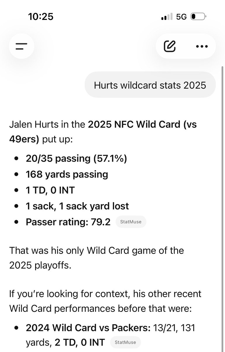 billtholen's tweet photo. @RollPhillyDawgz In a blizzard in a conference championship with a far worse team than hurts had and a terrible line. Can u please post hurts wildcard stats? In the game that Philly lost with a top 3 line, WRs, RBs. Let’s see em. Oh wait, I will. https://t.co/yWReNoy0gU