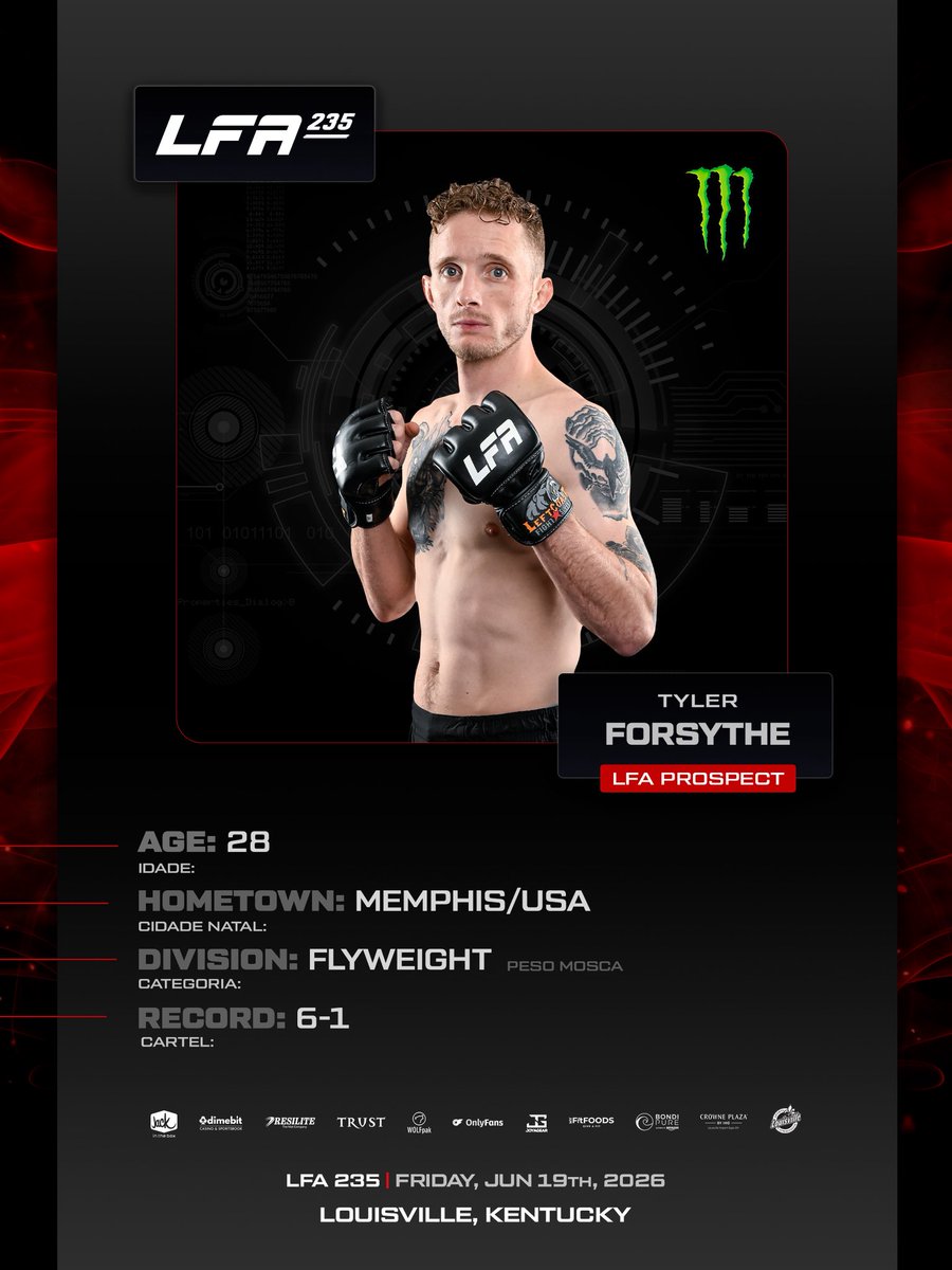 LFAfighting's tweet photo. #LFAProspect Tyler Forsythe 🇺🇸

Get your tickets now 🔗 Link in bio 

📲 @SpectationNet 🔜 #LFA235 https://t.co/vqPMwtLxXJ