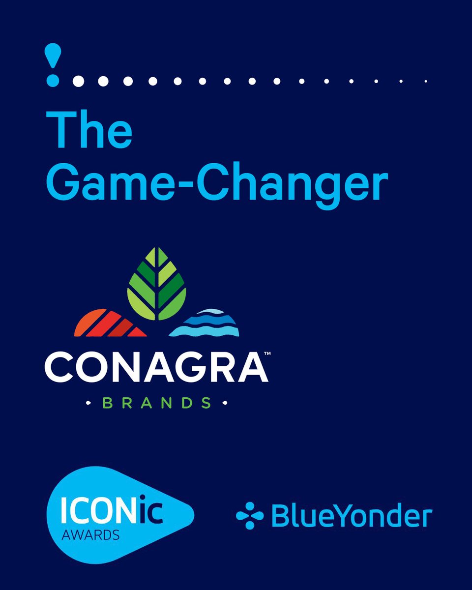 BlueYonder's tweet photo. @Conagra Brands wins The Game-Changer at Blue Yonder’s 2026 ICONic Awards. Automated planning now runs in under a week and delivers major touchless automation and inventory improvements. Learn more here: https://t.co/JosCUwqMej https://t.co/FoATTYplS3