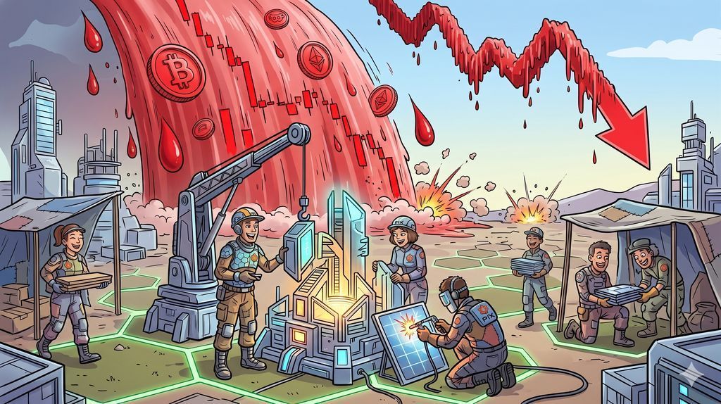 Planetix0's tweet photo. Happy dump day 🩸 
The market is doing what the market does.
Planet IX players are doing what they always do — showing up and building regardless. https://t.co/V51gQl6nvL