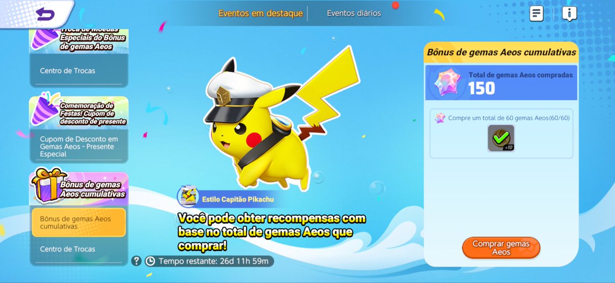 UsemExpShare's tweet photo. Por 60 gemas 💎 a skin do #Pikachu no #PokemonUnite https://t.co/I0JfdrY0JC