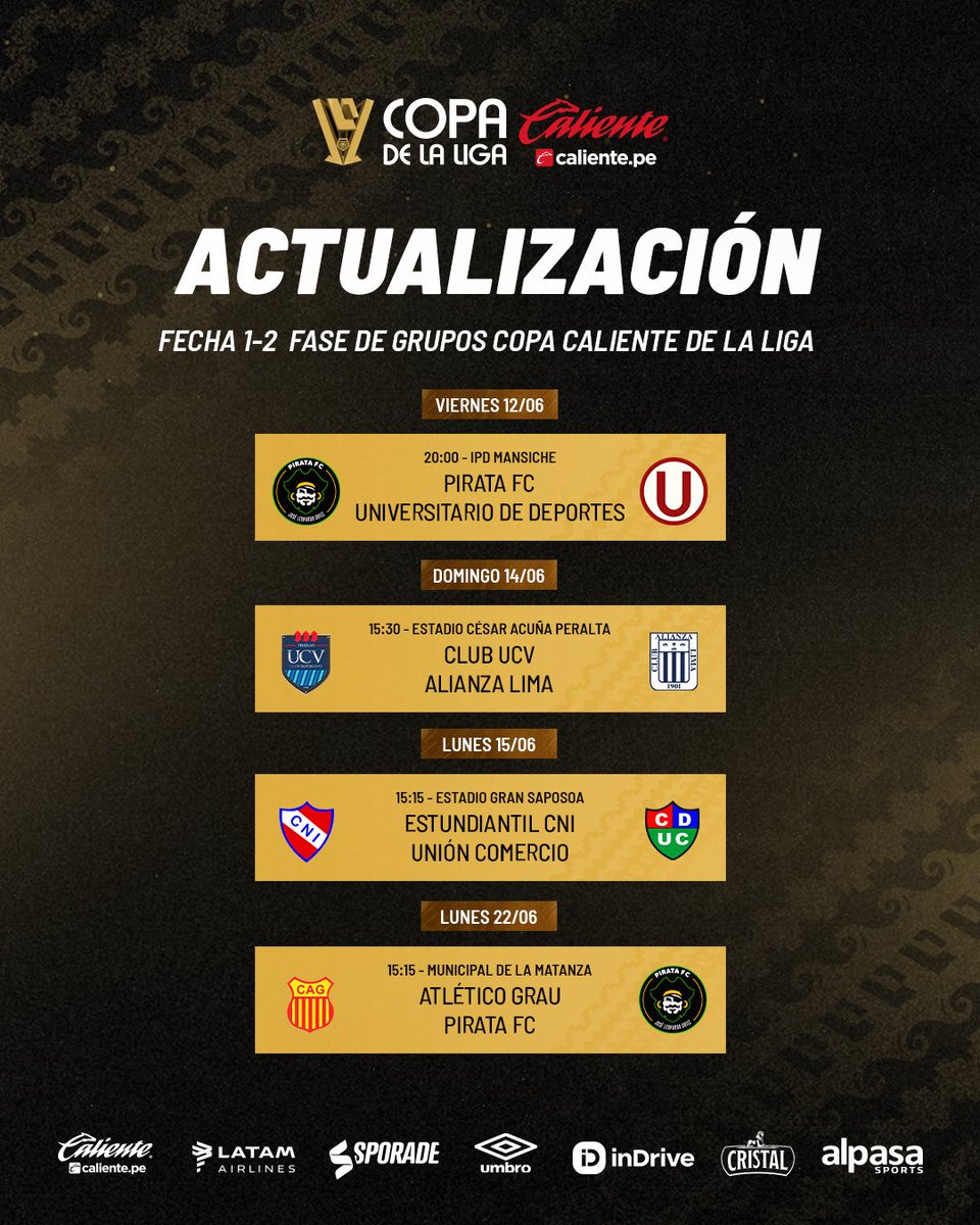 CopadelaLigape's tweet photo. Te presentamos la actualización oficial para las fechas 1 y 2 de la fase de grupos en la Copa Caliente de la Liga 2026. 🚨 https://t.co/mFuYhmwqBf